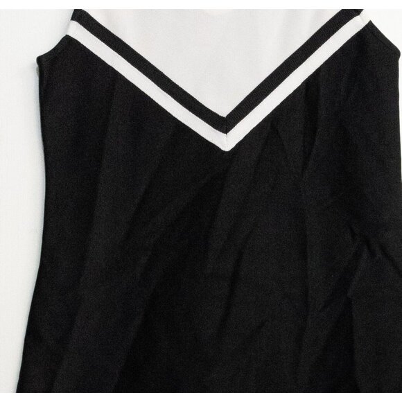 Cheer Kids Girls White Black Jersey Tank Top V-Neck Pullover Colorblock Size 8 - Picture 3 of 6